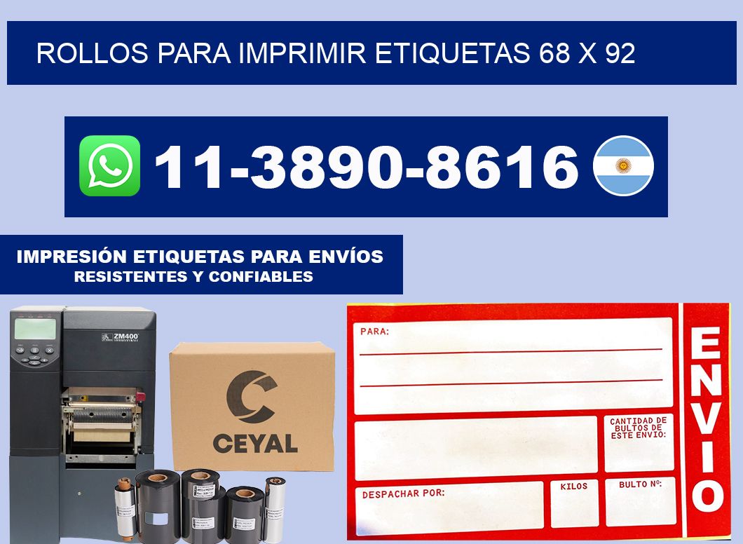 rollos para imprimir etiquetas 68 x 92