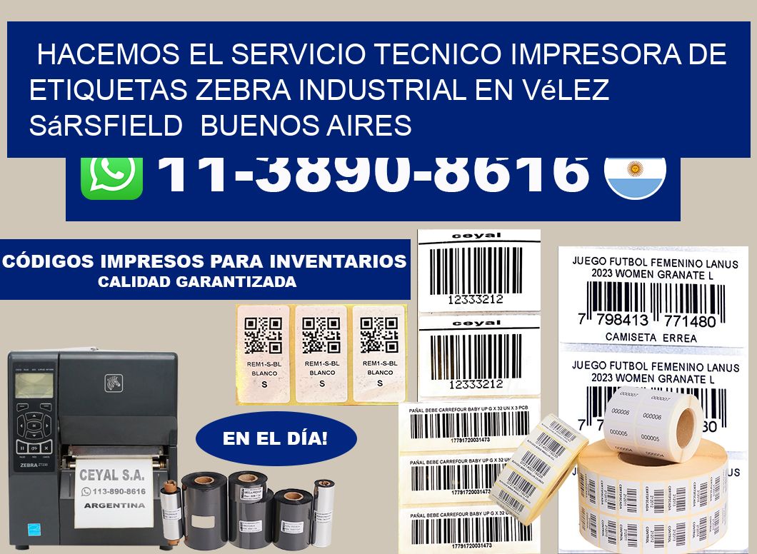 hacemos el servicio tecnico Impresora de etiquetas zebra industrial en Vélez Sársfield Buenos Aires