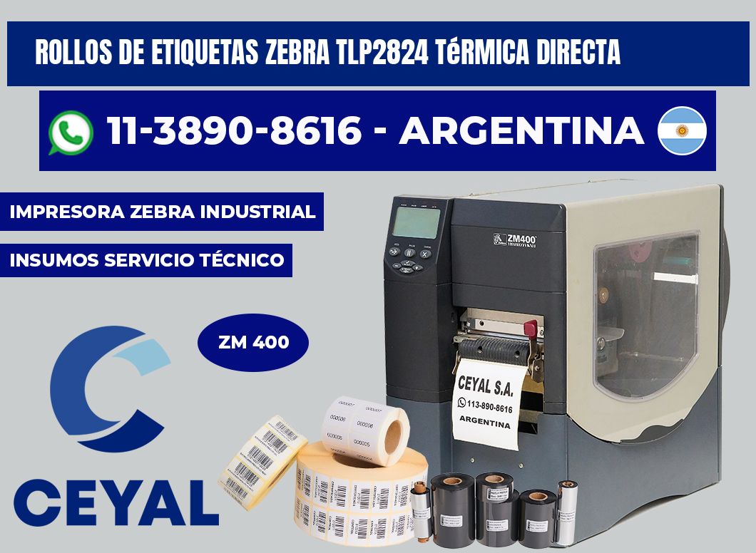 rollos de etiquetas zebra TLP2824 térmica directa