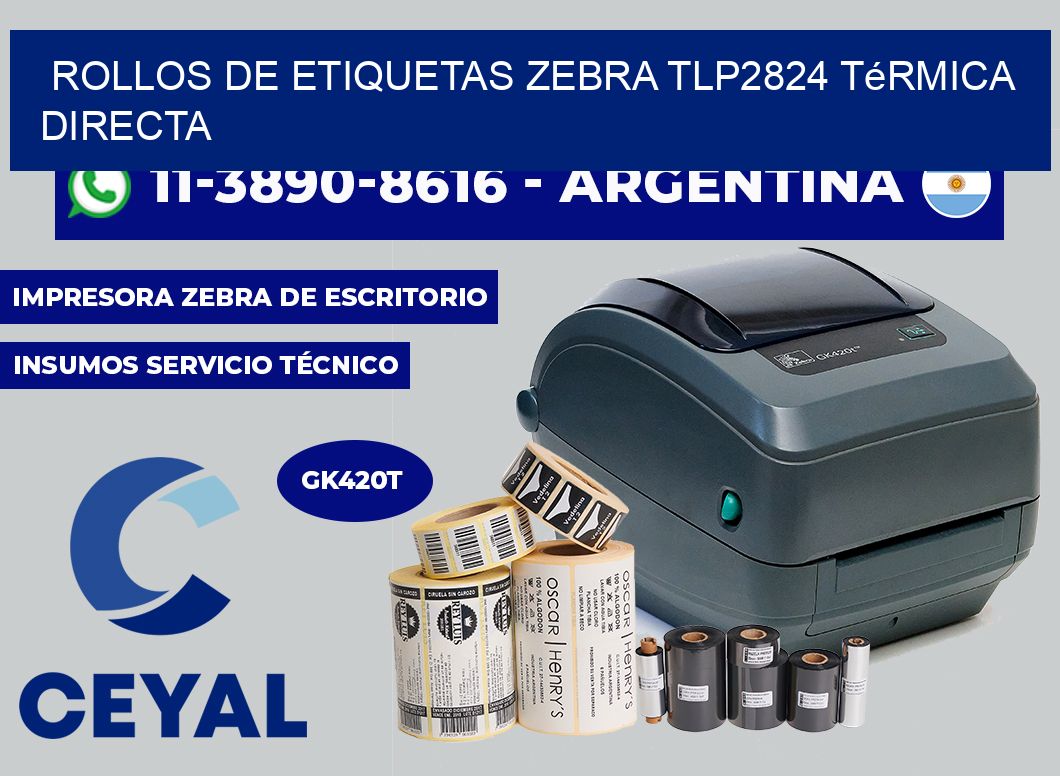 rollos de etiquetas zebra TLP2824 térmica directa
