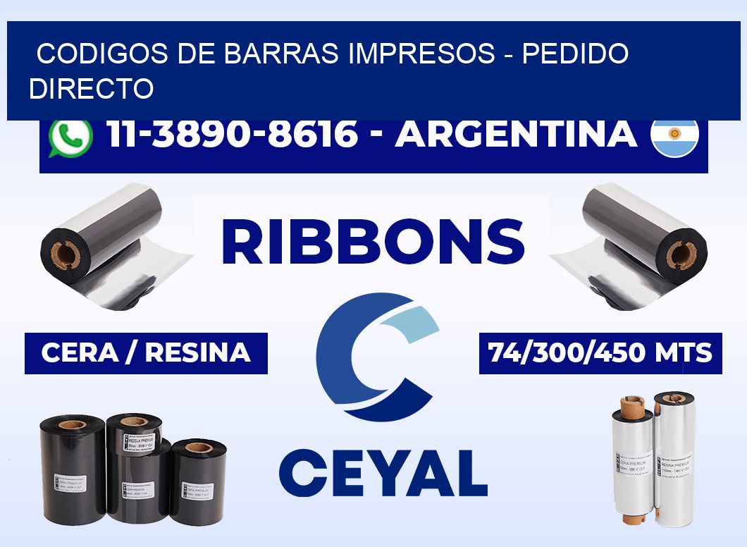CODIGOS DE BARRAS IMPRESOS - Pedido directo