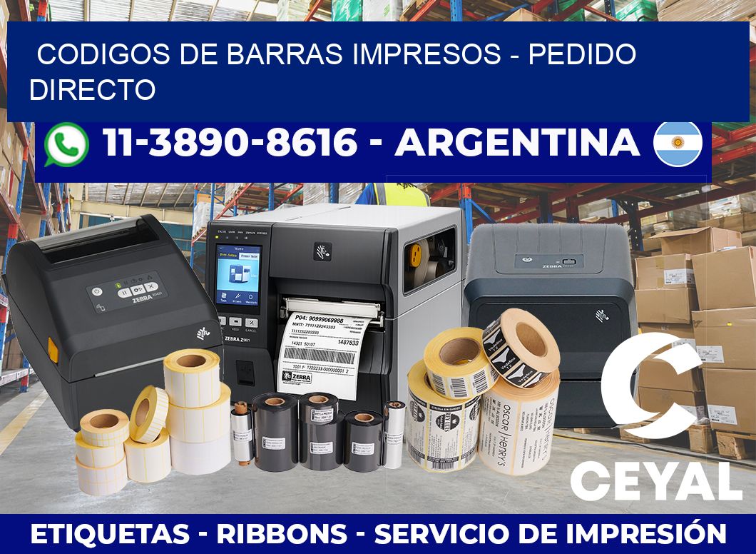 CODIGOS DE BARRAS IMPRESOS – Pedido directo