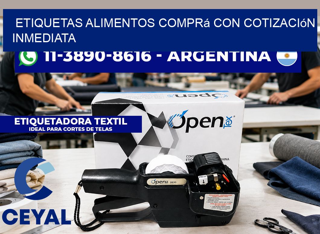 ETIQUETAS ALIMENTOS Comprá con cotización inmediata