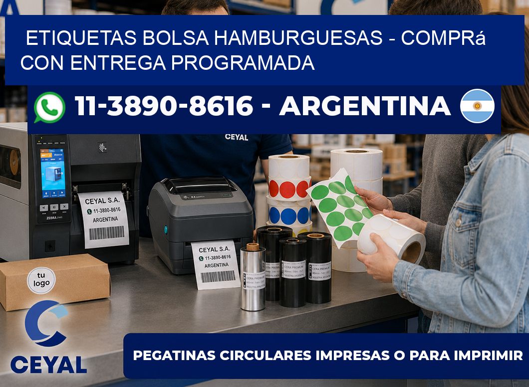 Etiquetas Bolsa hamburguesas - Comprá con entrega programada