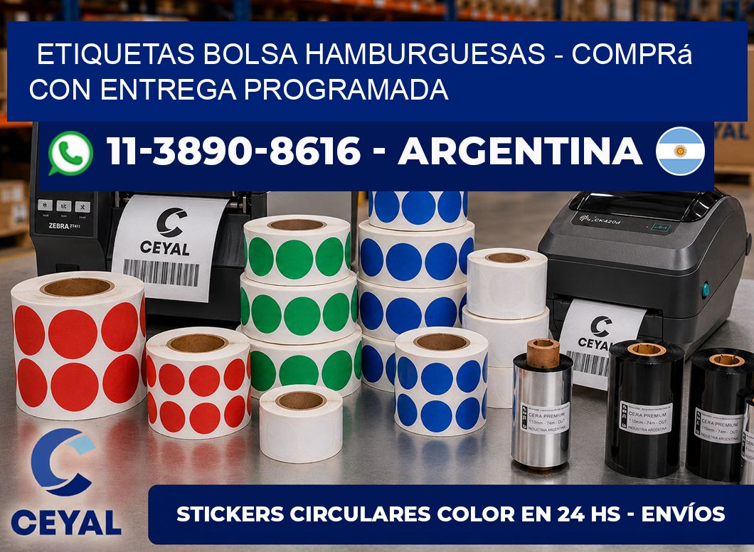 Etiquetas Bolsa hamburguesas - Comprá con entrega programada