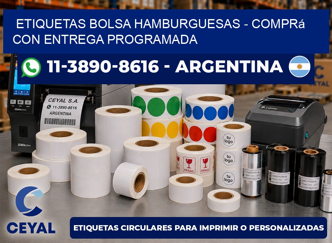 Etiquetas Bolsa hamburguesas - Comprá con entrega programada