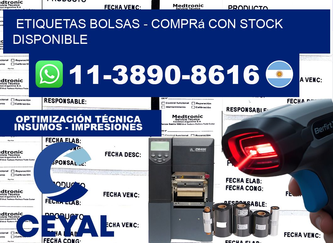 ETIQUETAS BOLSAS - Comprá con stock disponible