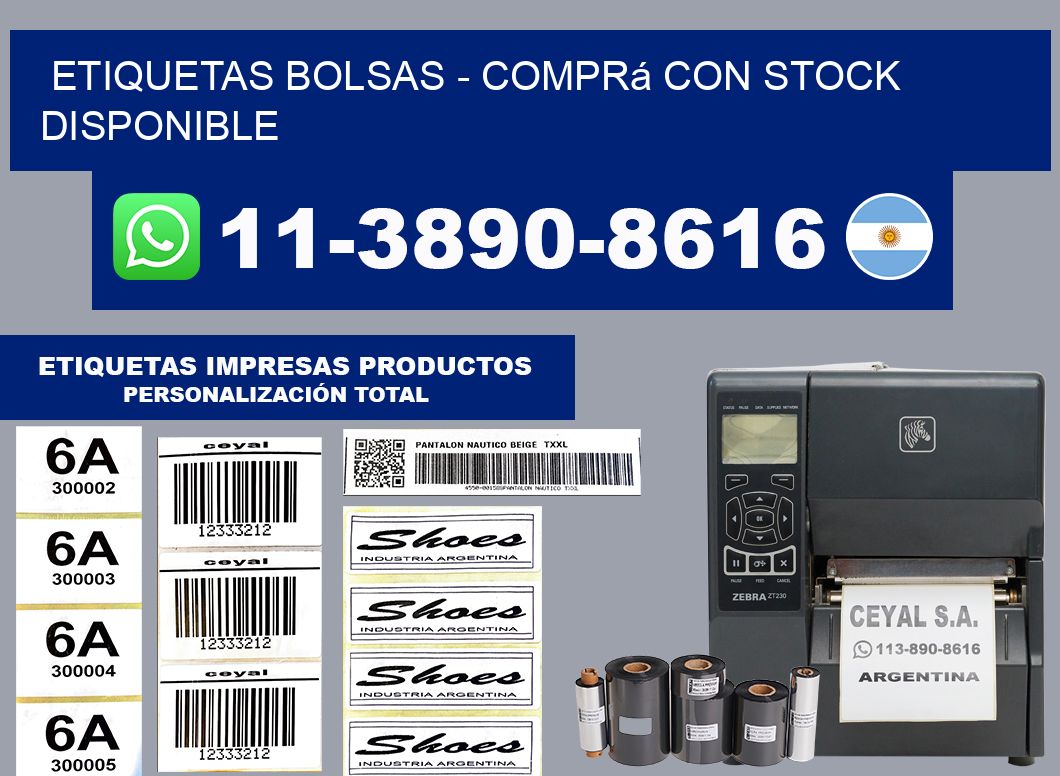 ETIQUETAS BOLSAS - Comprá con stock disponible
