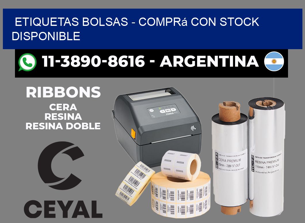 ETIQUETAS BOLSAS - Comprá con stock disponible