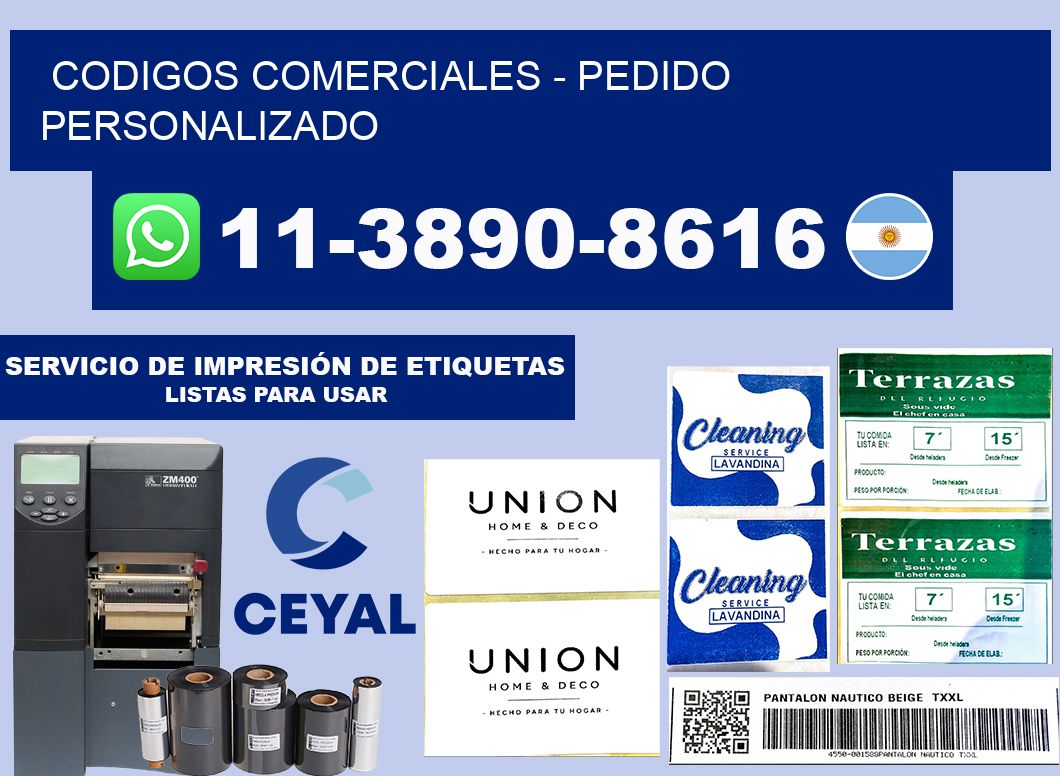 Codigos comerciales - Pedido personalizado