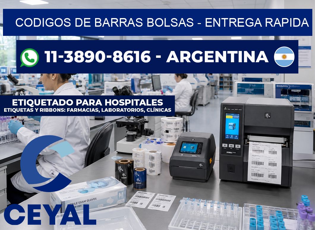 codigos de barras bolsas - entrega rapida