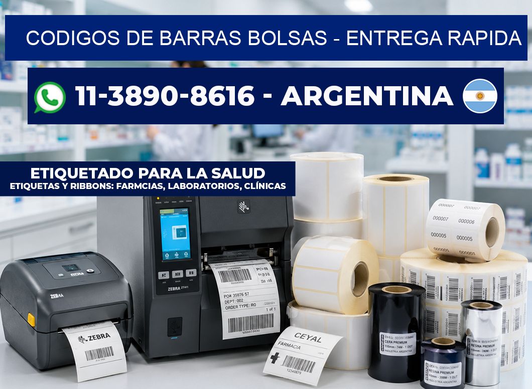 codigos de barras bolsas - entrega rapida