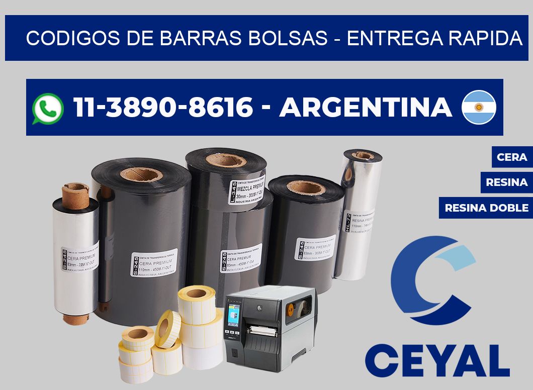 codigos de barras bolsas - entrega rapida